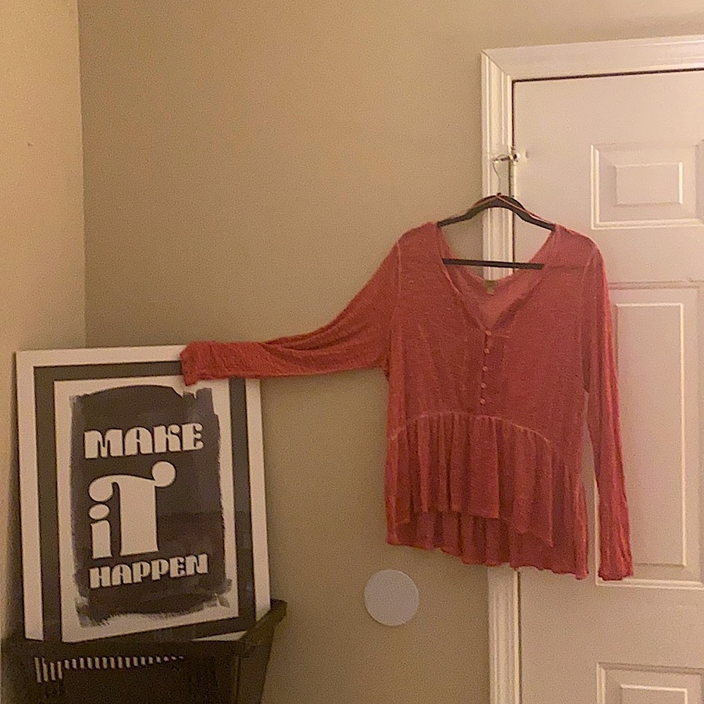 Hot Pink peplum long sleeved top - BARELY WORN!